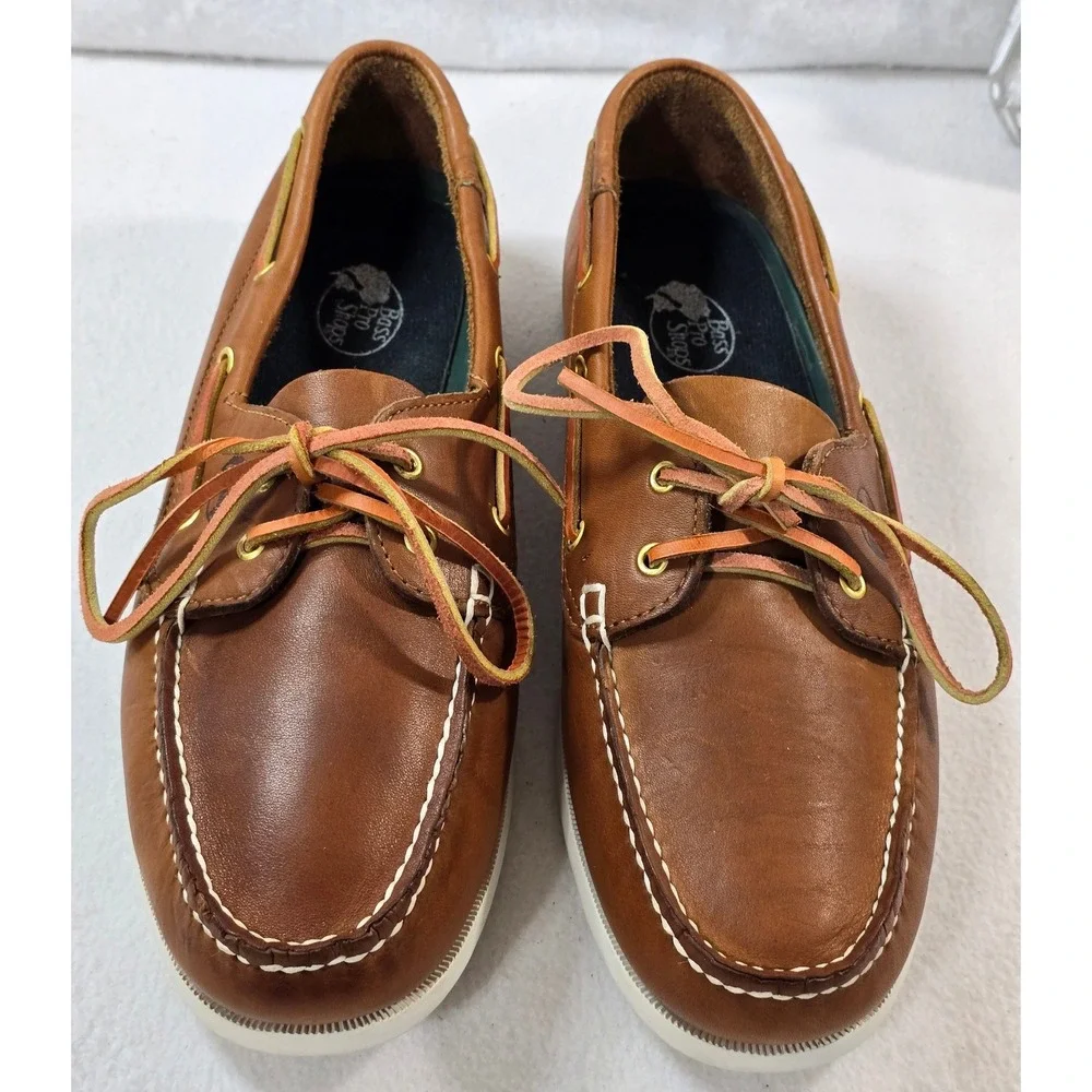 Bass Pro Shops Leather‎ Boat Fishman Shoes Moccasins Laced Deck Shoes Size 12